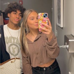 Altar'd State Brown Button Down Shirt